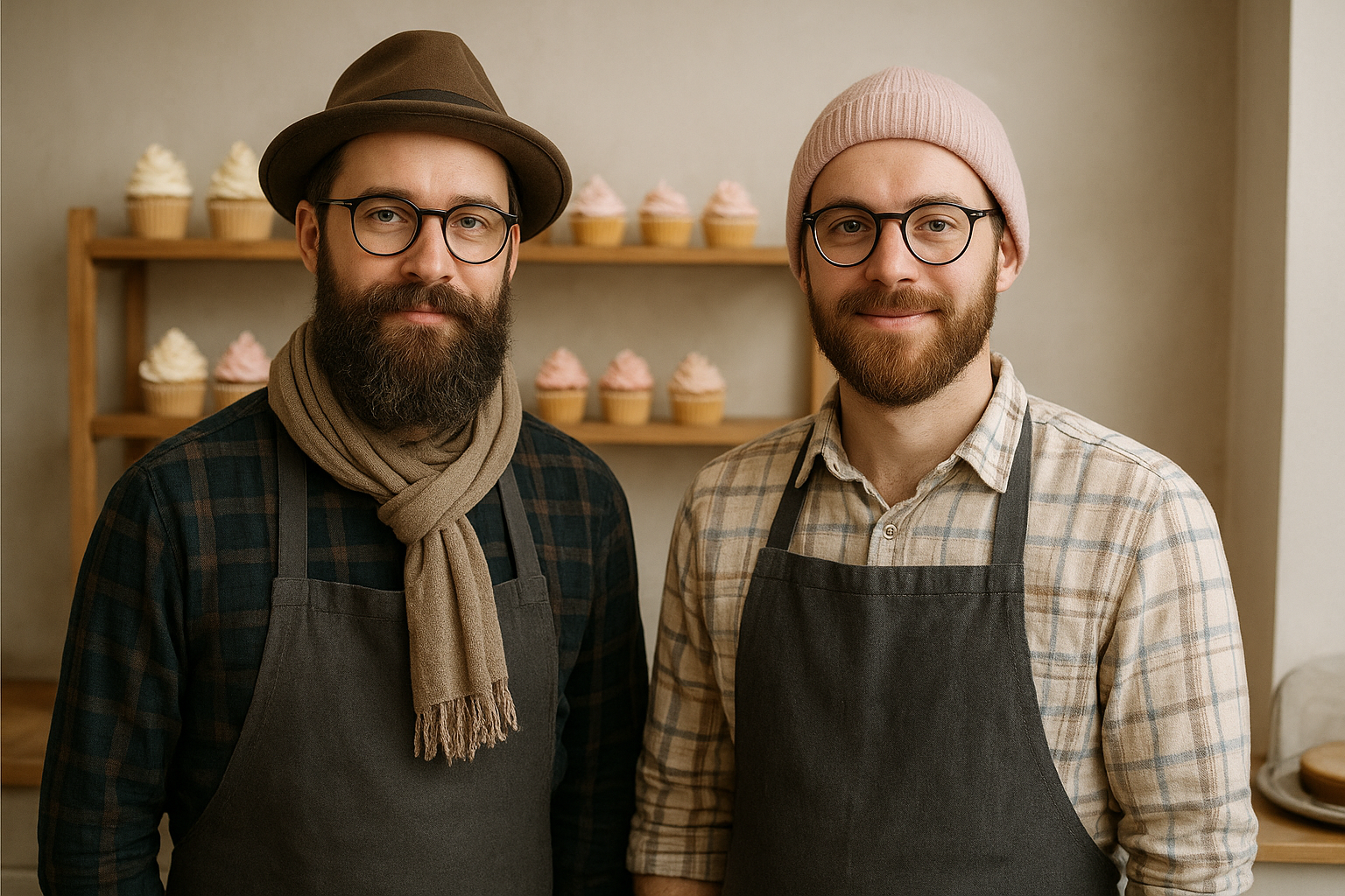 Jonas Møller and Emil Vang inside Olsker Cupcakes